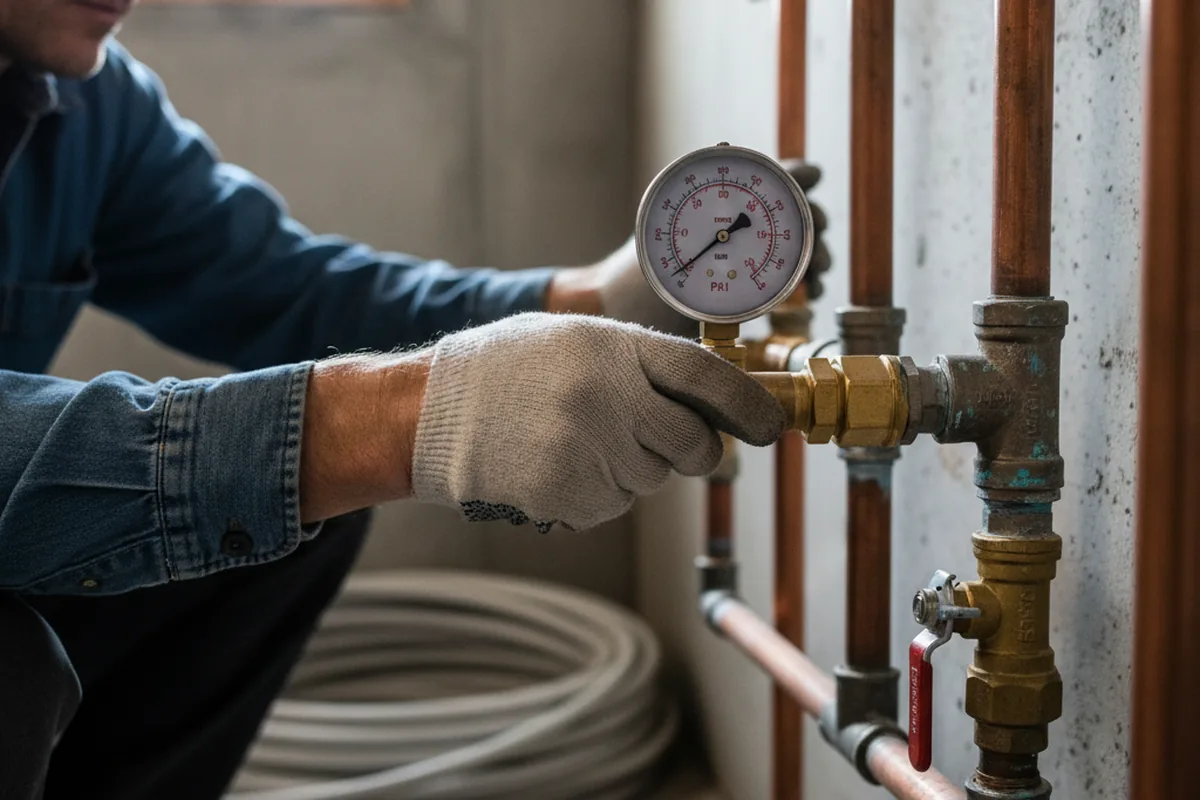 Pressure testing a repaired line during Water Line Repair in Prince George